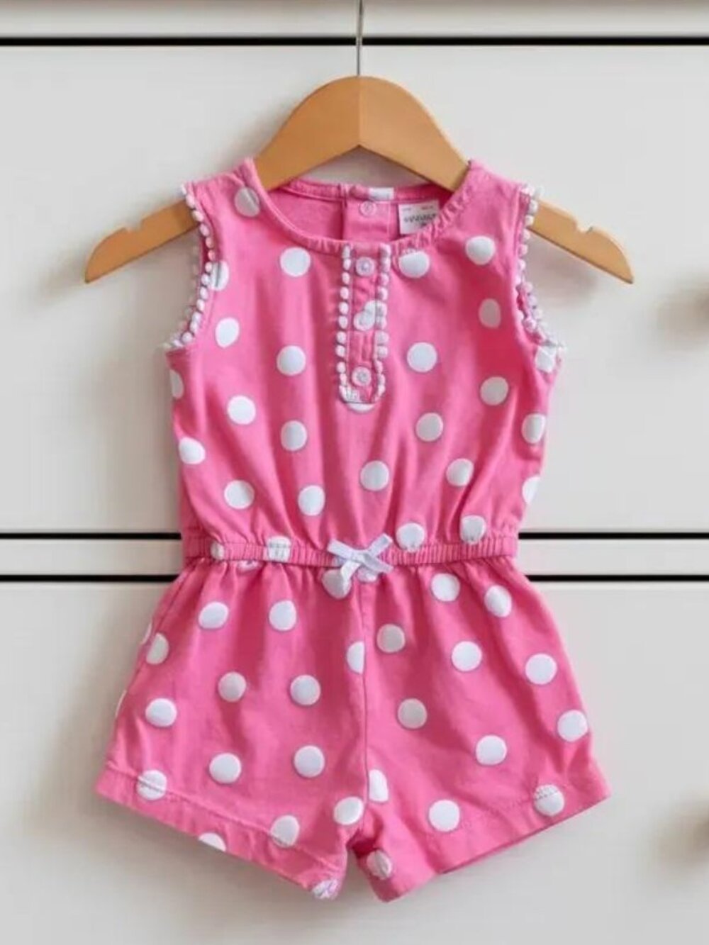 Carter's Pink Polka Dot Sleeveless Romper 6 Months